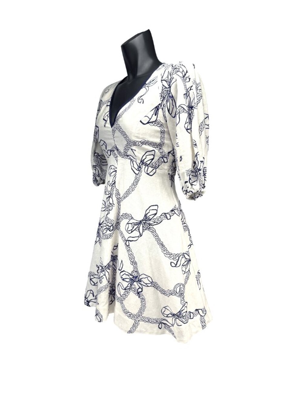 ZIMMERMANN 100% Linen Designer Day Print Puff Sleeve Summer Mini Dress Sz 1 US 6 - Picture 5 of 8